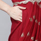 Ahalyaa Women Maroon Crepe Georgette Printed Saree Dress With Printed Pallu | Swadesiicart