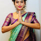 DEIANA'S Beautiful Designer Golden zari Soft Lichi Silk Saree - Pista - Swadesiicart