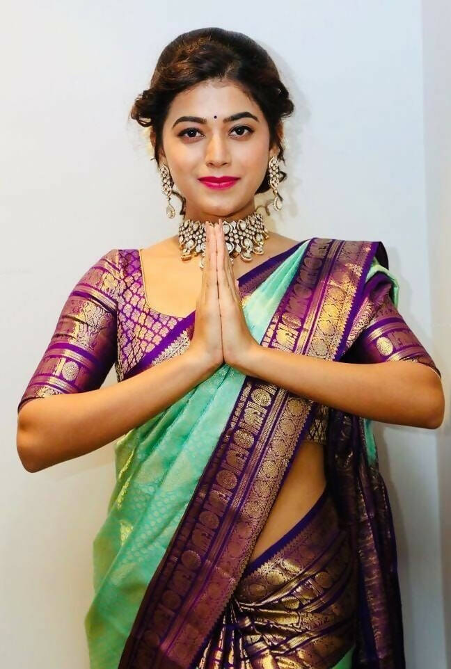 DEIANA'S Beautiful Designer Golden zari Soft Lichi Silk Saree - Pista - Swadesiicart
