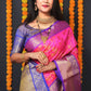Jyoti Fashion Women's Pink Kanjivaram Silk Zari Woven Saree with Blouse | Swadesiicart