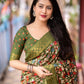 Mehndi Slub Silk Printed Saree with Unstitched Blouse - Hiral Fashion | Swadesiicart