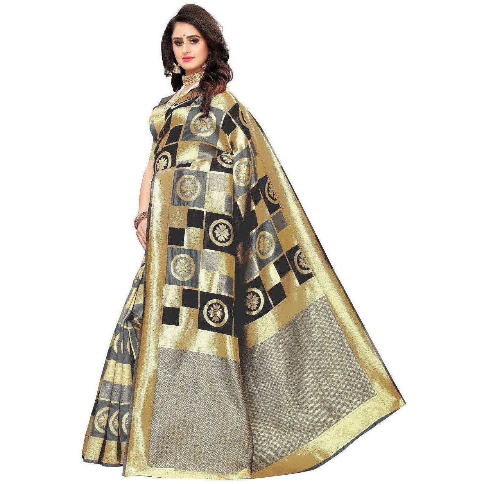 Vamika Banarasi Jaquard Grey Weaving Saree (Banarasi 24) | Swadesiicart