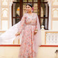 Vaasva Women White Organza Floral Print & Embroidered Anarkali Kurta, Pant & Dupatta set | Swadesiicart