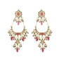 Nuyug 22K Gold Plated Crescent Kundan Drop Pink Stone Chandbali Earrings | Swadesiicart