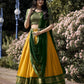 Lorenvalley Yellow Kanchipuram Zari Weaving Work Lehenga Choli with Dupatta | Swadesiicart