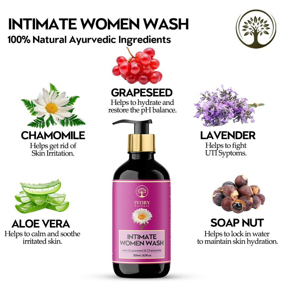 Ivory Natural Intimate Women Wash For Gentle Intimate Cleansing, Soothing Protection, & Lasting Freshness | Swadesiicart