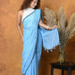 Very Much Indian Mul Cotton Khadi Design Handloom Woven Saree - Blue | Swadesiicart