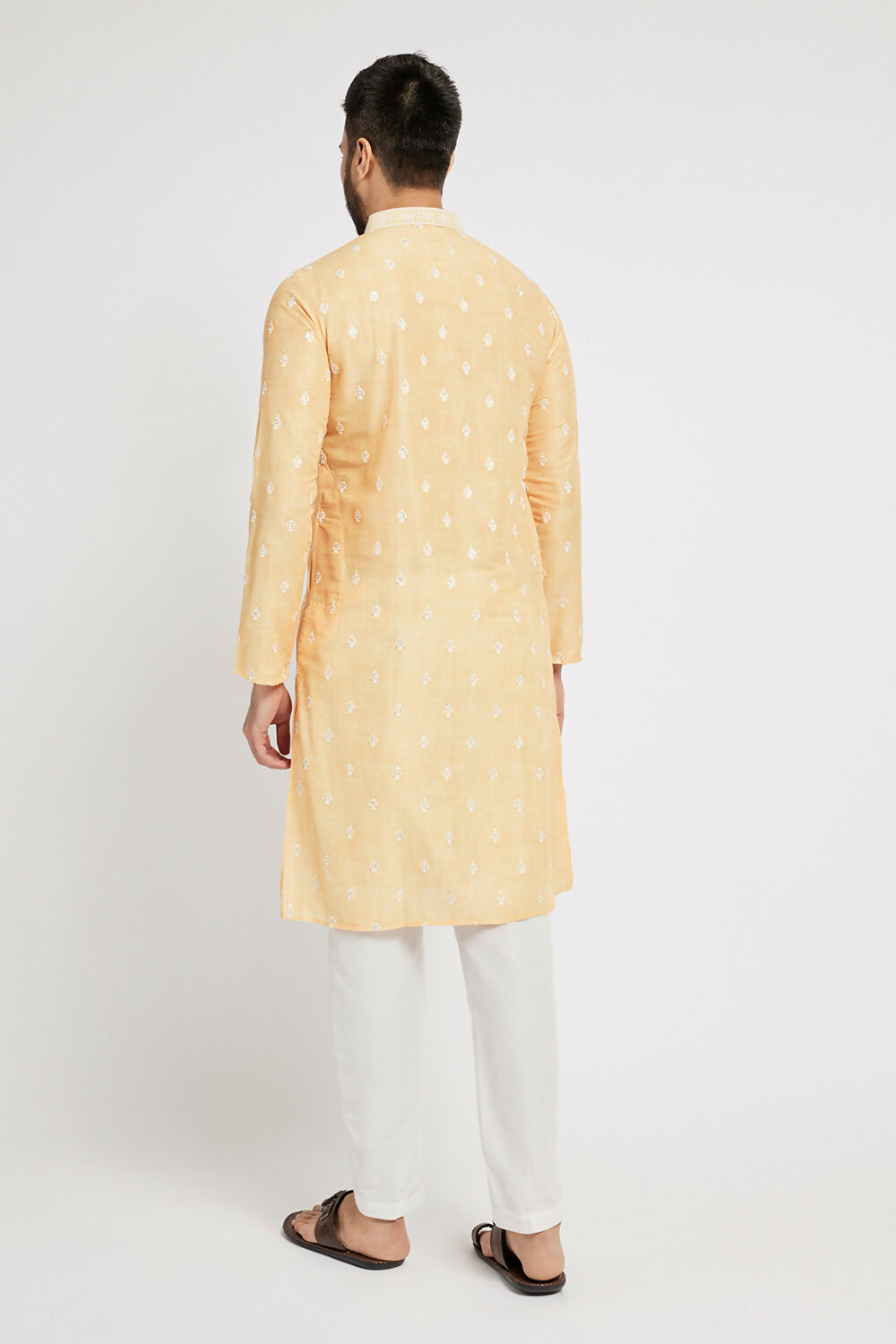 Ethnic India Yellow Men's Kurta Ethnic Motifs Polyester | Swadesiicart