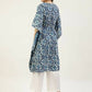 FIORRA Women's Printed Pure Cotton Kaftan Kurta - Blue - Swadesiicart