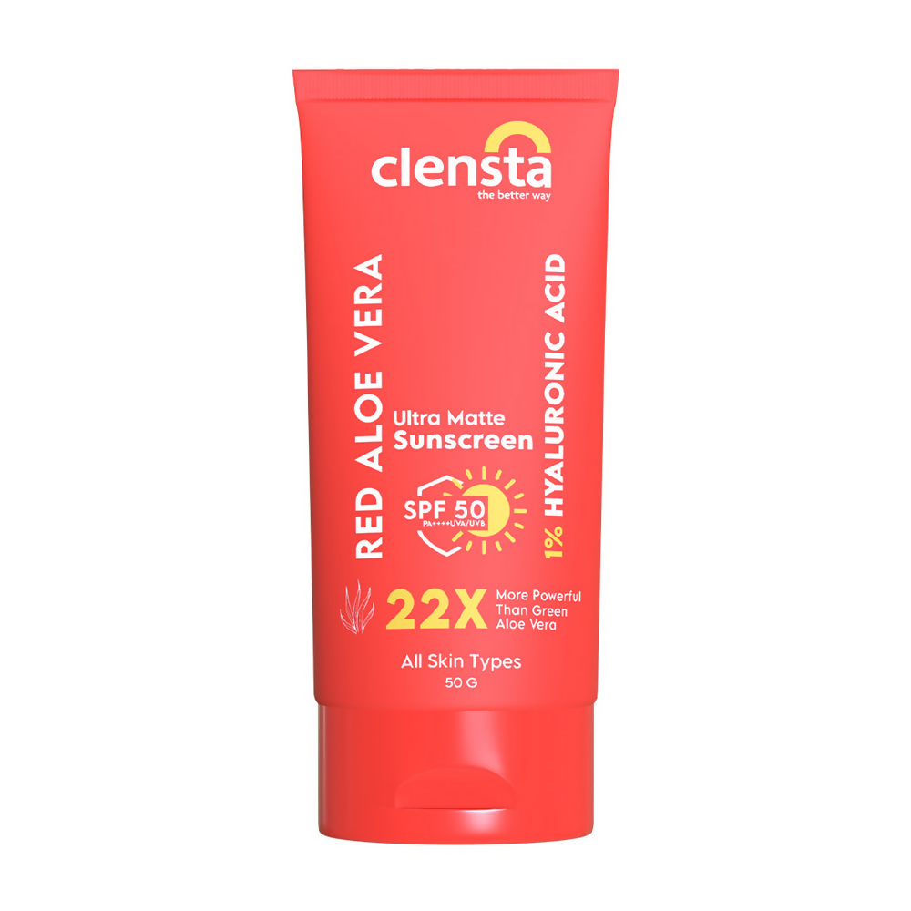 Clensta Red Aloe Vera Ultra Matte Sunscreen SPF 50 | Swadesiicart