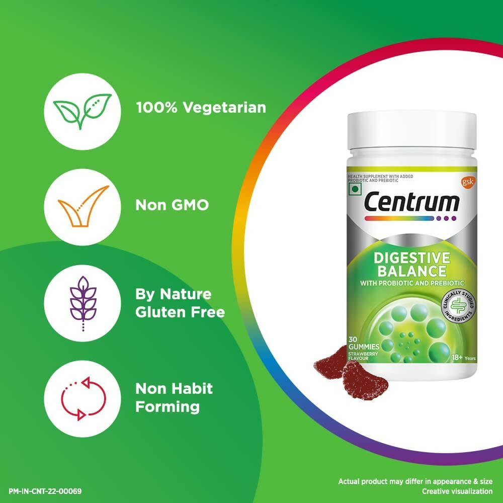 Centrum Digestive Balance Gummies - Strawberry Flavor | Swadesiicart