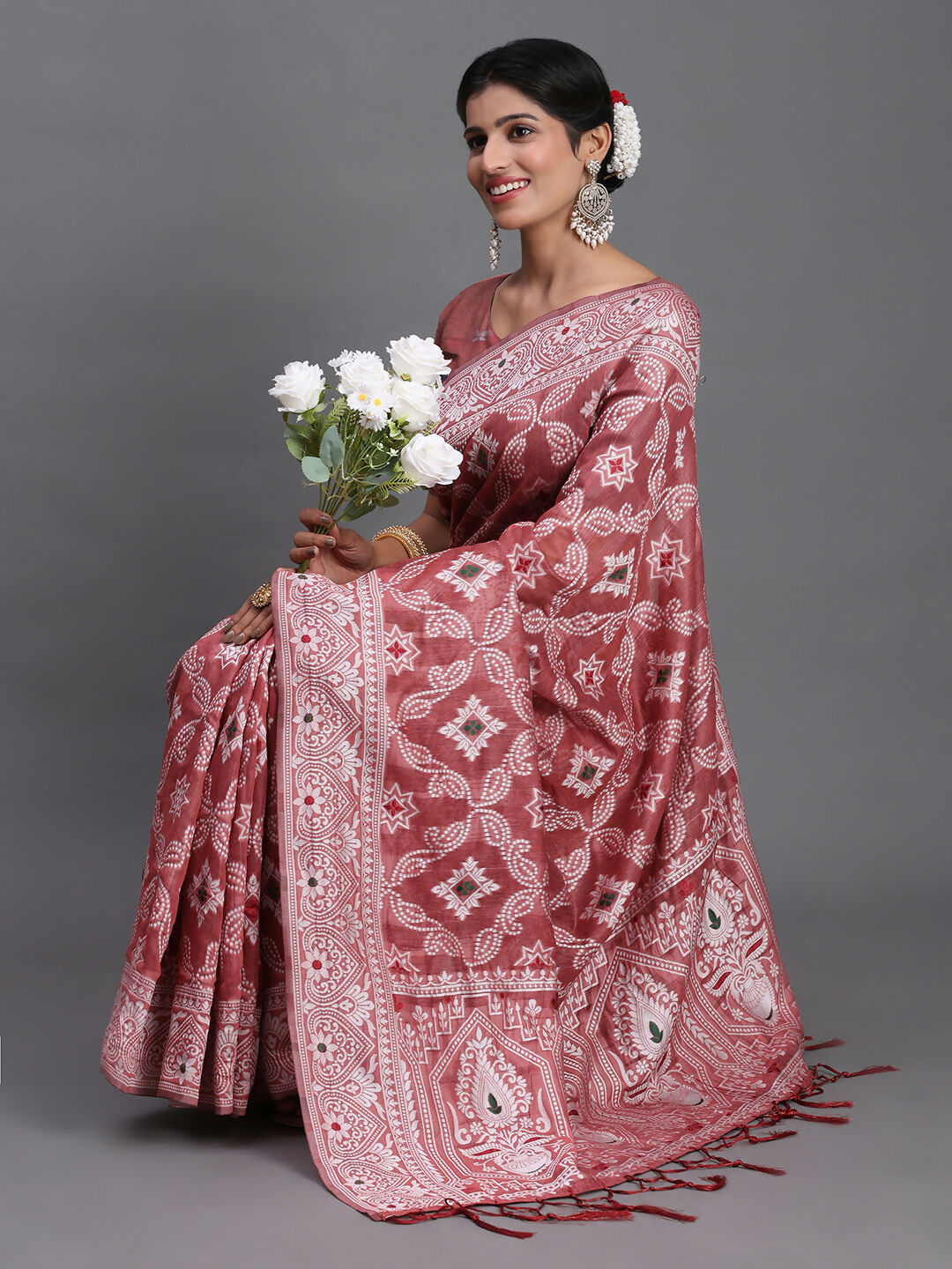 Shree Shyam Fashion Linen Cotton Peach Saree