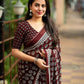 Maroon Poly Georgette Ajrak Saree with Unstitched Blouse - Hiral Fashion | Swadesiicart