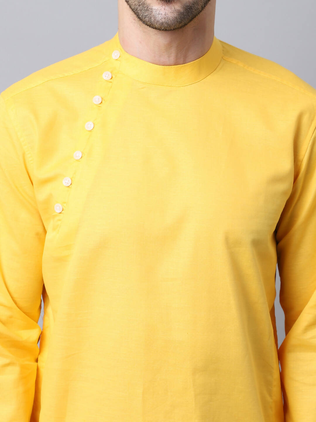 Even Apparels Yellow Pure Cotton Men's Kurta With Side Placket | Swadesiicart