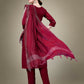 Jyoti Fashion Women's Maroon Cotton Blend Embroidery & Sequence work Kurta with Trouser & Dupatta | Swadesiicart