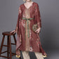 Ahalyaa Women Maroon Floral Printed Flared Sleeves Kaftan Kurta | Swadesiicart