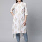 Ahalyaa Women's Off White Pure Cotton Floral Printed Kurta | Swadesiicart
