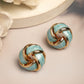 NVR Women's Turquoise Blue Floral Shape Stud Earrings | Swadesiicart
