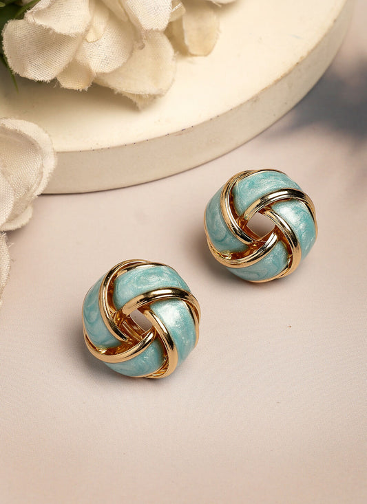 NVR Women's Turquoise Blue Floral Shape Stud Earrings | Swadesiicart