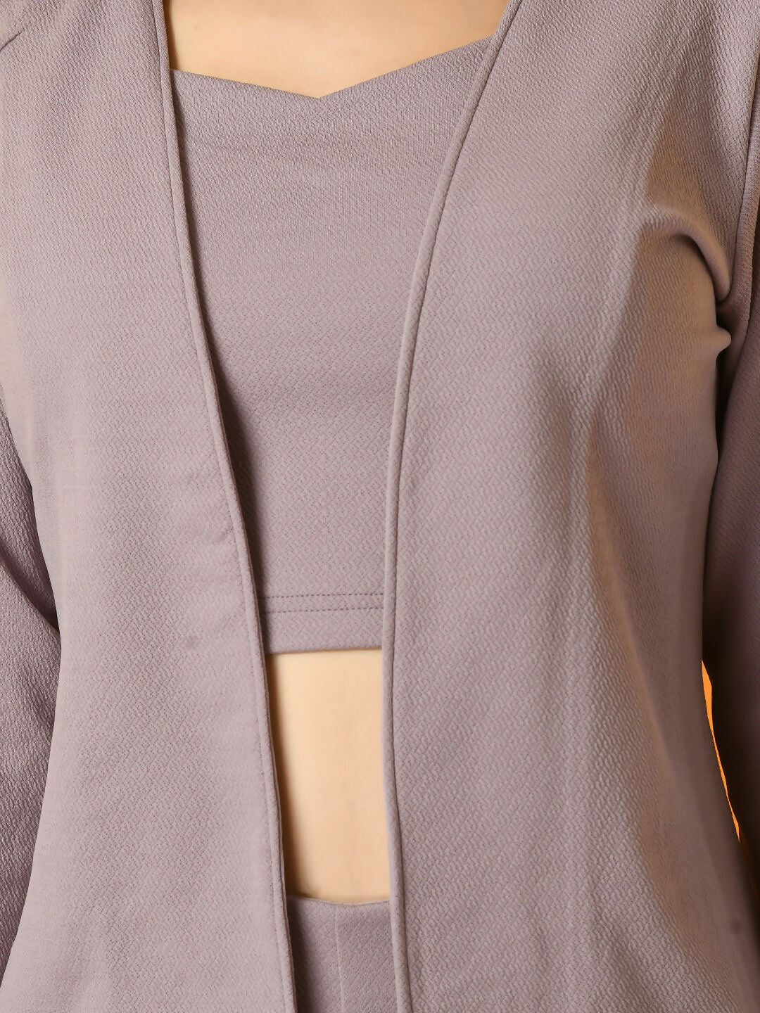 Myshka Women's Lavender Solid Coat With Trousers - Swadesiicart