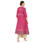 Aniyah Cotton Gold Print Flared Kurta Fuchsia (AN-163K) - Swadesiicart