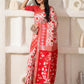 Shree Shyam Fashion Linen Cotton Red & White Saree