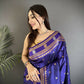 Joban Fashion Navy Blue Banarasi Soft Silk Woven Saree | Swadesiicart