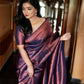 DEIANA'S Beautiful Designer Golden zari Soft Lichi Silk Saree - Purple - Swadesiicart