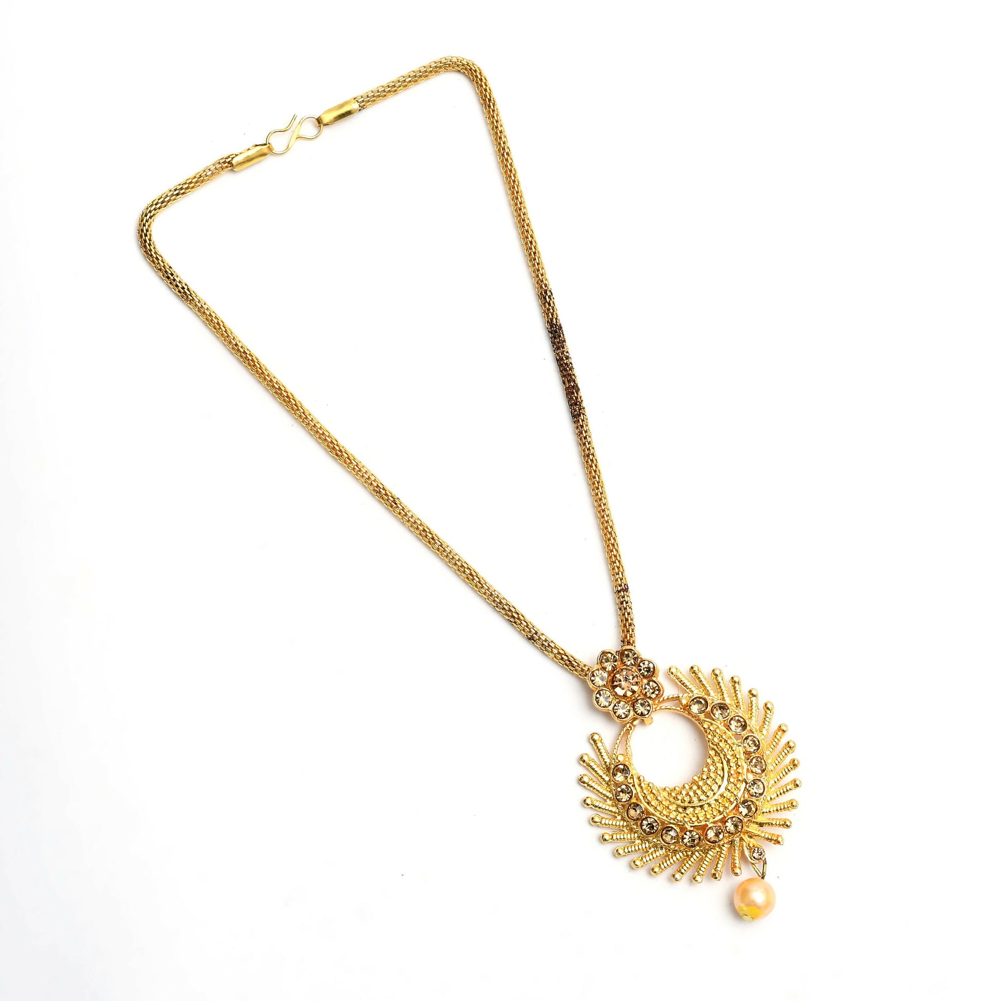 Mominos Fashion Johar Kamal Gold-Polished Brass Finish Long Necklace For Women (Golden) | Swadesiicart