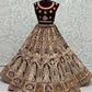Jyoti Fashion Women's Maroon Velvet Dori, Multi Thread Embroidered with Diamond Work Wedding Lehenga Choli | Swadesiicart