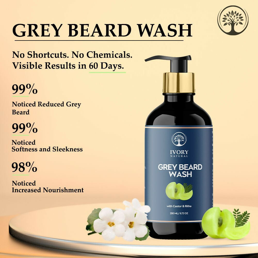 Ivory Natural Grey Beard Wash For Beard Graying And Restoring Beard'S Natural Black Shade | Swadesiicart