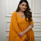 The52 Orange Women's Gorgeous Viscose Fabric Embroidered Work Flared Kurta Pant and Dupatta Set - Swadesiicart