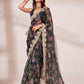 Black Jimmy Choo Designer Work Lace Border & Swarovski Work Saree - Orchid