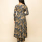 FIORRA Women's Navy Blue Cotton A-Line Kurta Pant With Dupatta - Swadesiicart