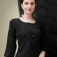 Jyoti Fashion Women's Black Cotton Blend Embroidery & Sequence work Kurta with Trouser & Dupatta | Swadesiicart