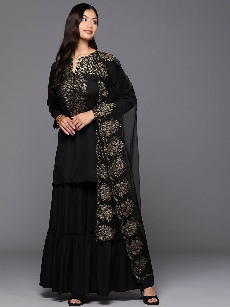 Ahalyaa Women's Traditional wear Kurta Set - Black | Swadesiicart