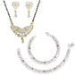 AanyaCentric Gold-Polished Mangalsutra Pendant Earring Set & Silver Plated Anklet