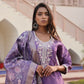 Jyoti Fashion Women's Purple Simmer Silk Floral Print with Embroidered Kurta Set | Swadesiicart