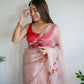 Vamsee Mudra Peach Organza Saree - Swadesiicart