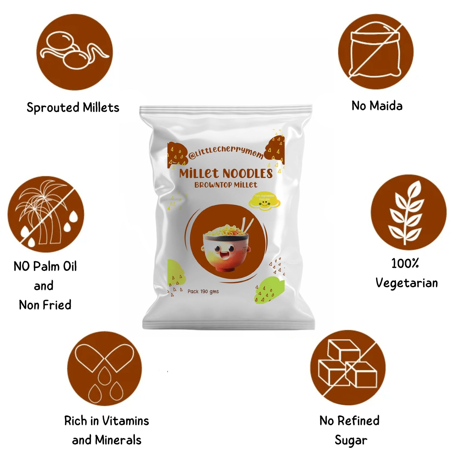 Littlecherrymom Browntop Millet Instant Noodles | Swadesiicart