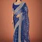 Vamsee Navy Blue Organza Saree - Swadesiicart