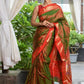 Very Much Indian Pure Silk Yeola Handloom Green Red Dual Tone - Paithani Saree With Traditional Double Pallu | Swadesiicart