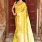 Joban Fashion Yellow Pure Katan Pure Handloom Banarasi Silk Saree | Swadesiicart