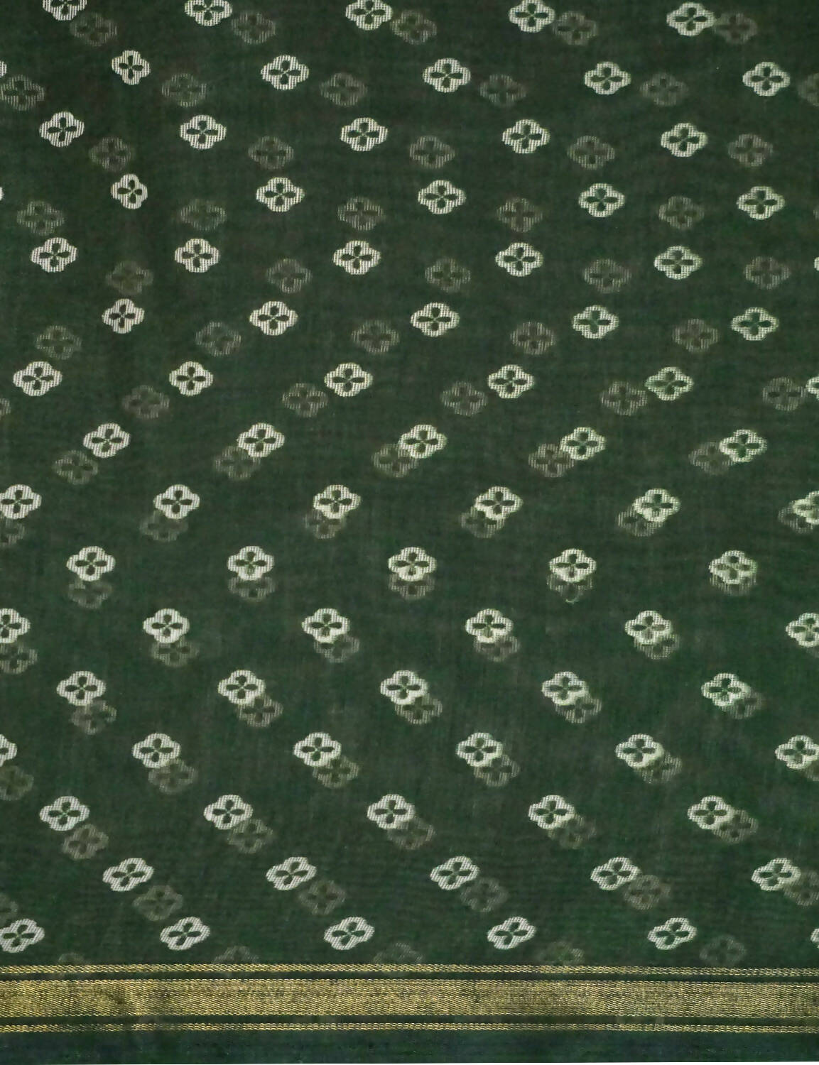 Shades Of Dark Leaf Green Floral Design Semi Chanderi Saree By Gayathri Reddy Designer Studio | Swadesiicart