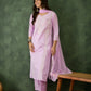 The52 Purple Women's Gorgeous Cotton Blend Fabric Thread Work Straight Kurta, Pant and Dupatta Set - Swadesiicart