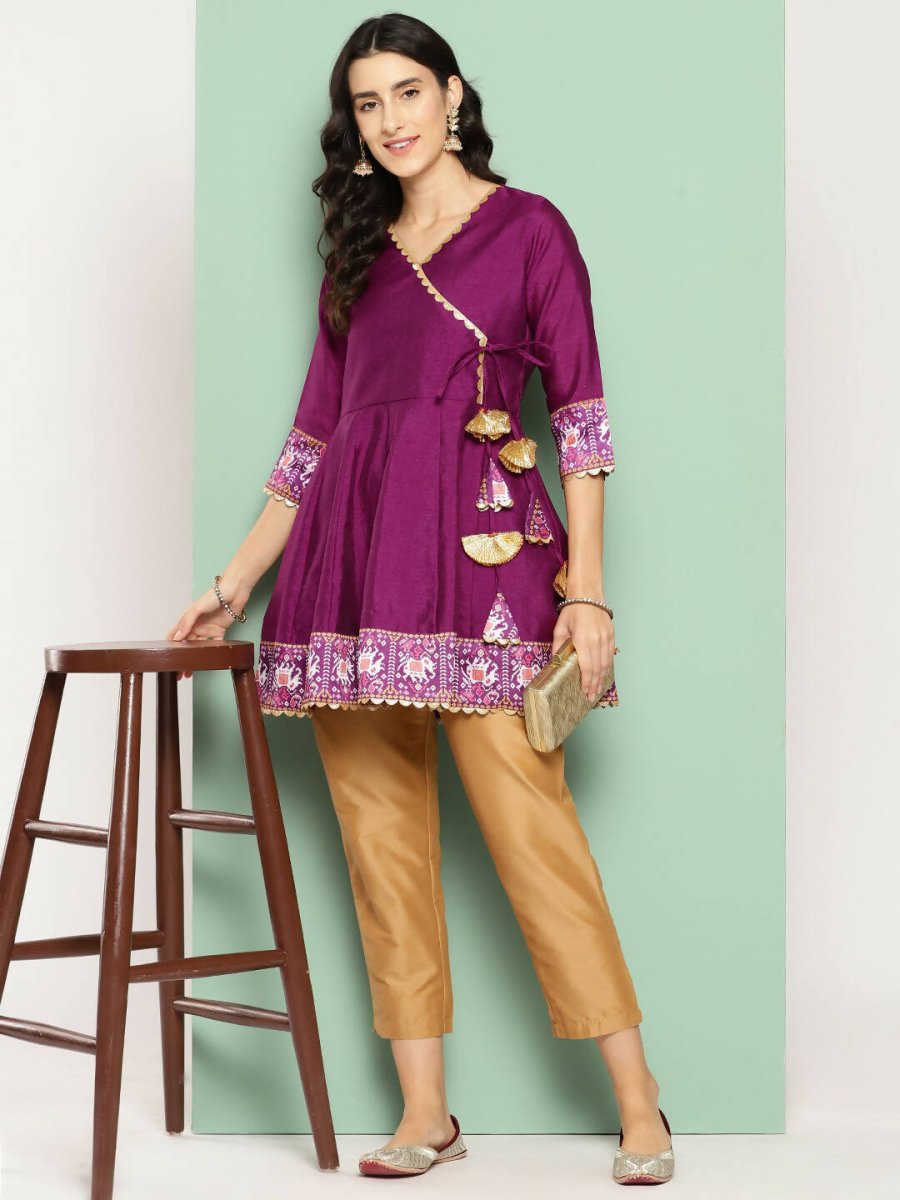 Ahalyaa Women's Traditional wear Tunic - Purple | Swadesiicart