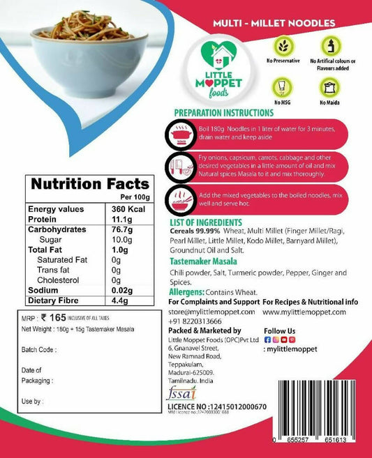 Little Moppet Foods Multi Millet Noodles - Swadesiicart