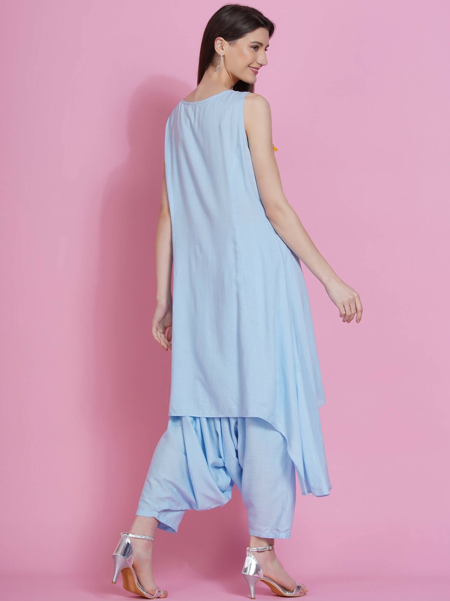 Women Republic Powder Blue Hand Embellished Kurta With Harem Pants | Swadesiicart
