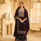 Anaita Maroon Embroidered Velvet Stitched Plazo Suit