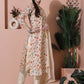 Jyoti Fashion Women's Beige Cotton Floral Digital Printed Kurta with Trouser & Dupatta | Swadesiicart